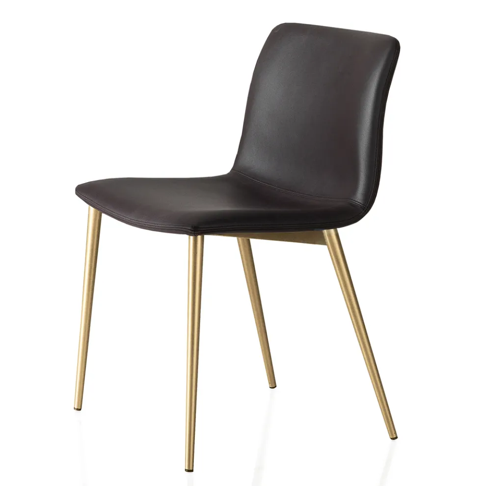 Stuhl aus Faserstoff in Lederoptik und Metallbeinen Made in Italy - Amane