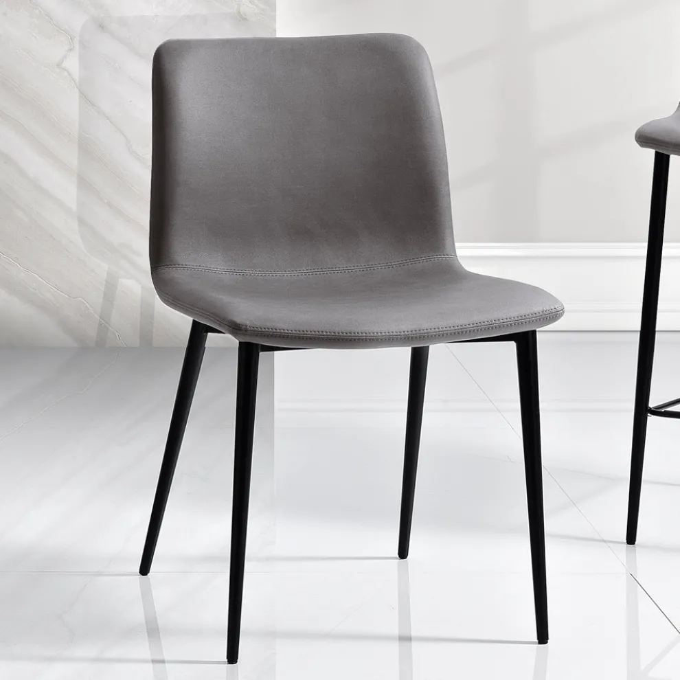 Stuhl aus Faserstoff in Lederoptik und Metallbeinen Made in Italy - Amane