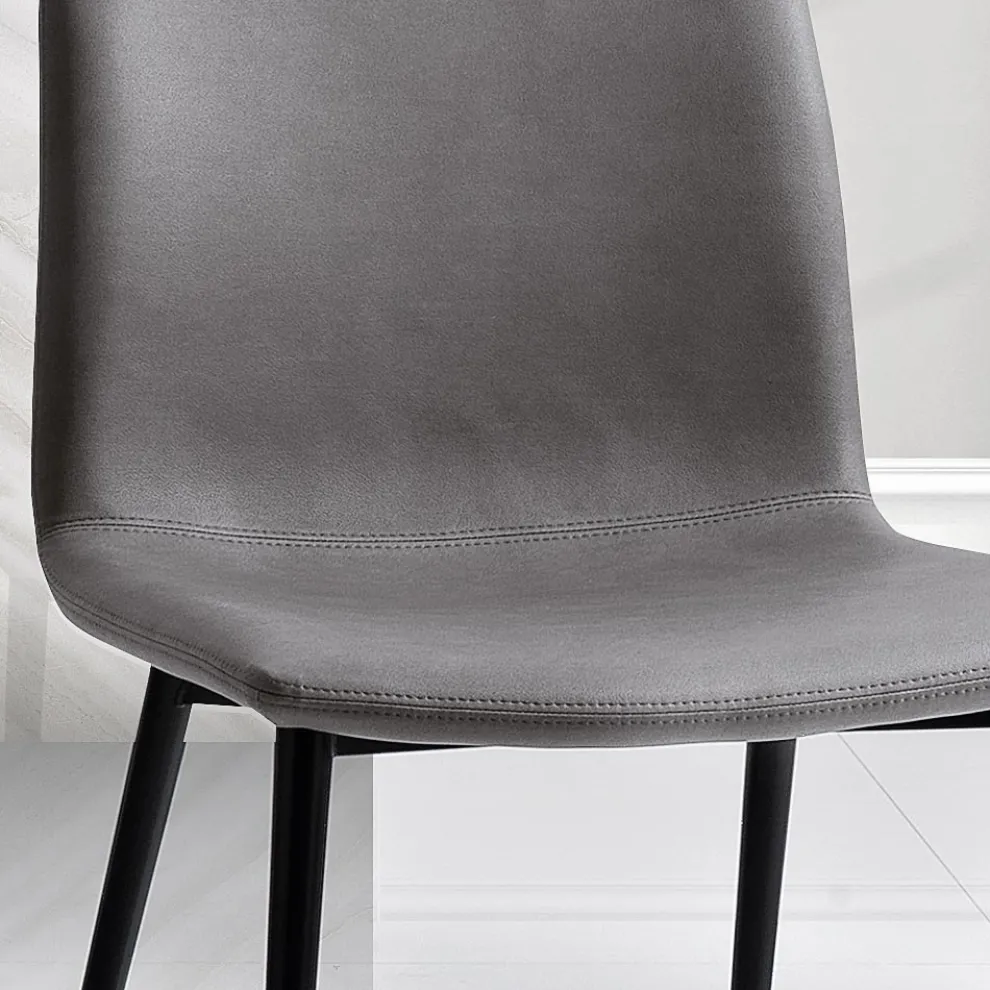 Stuhl aus Faserstoff in Lederoptik und Metallbeinen Made in Italy - Amane