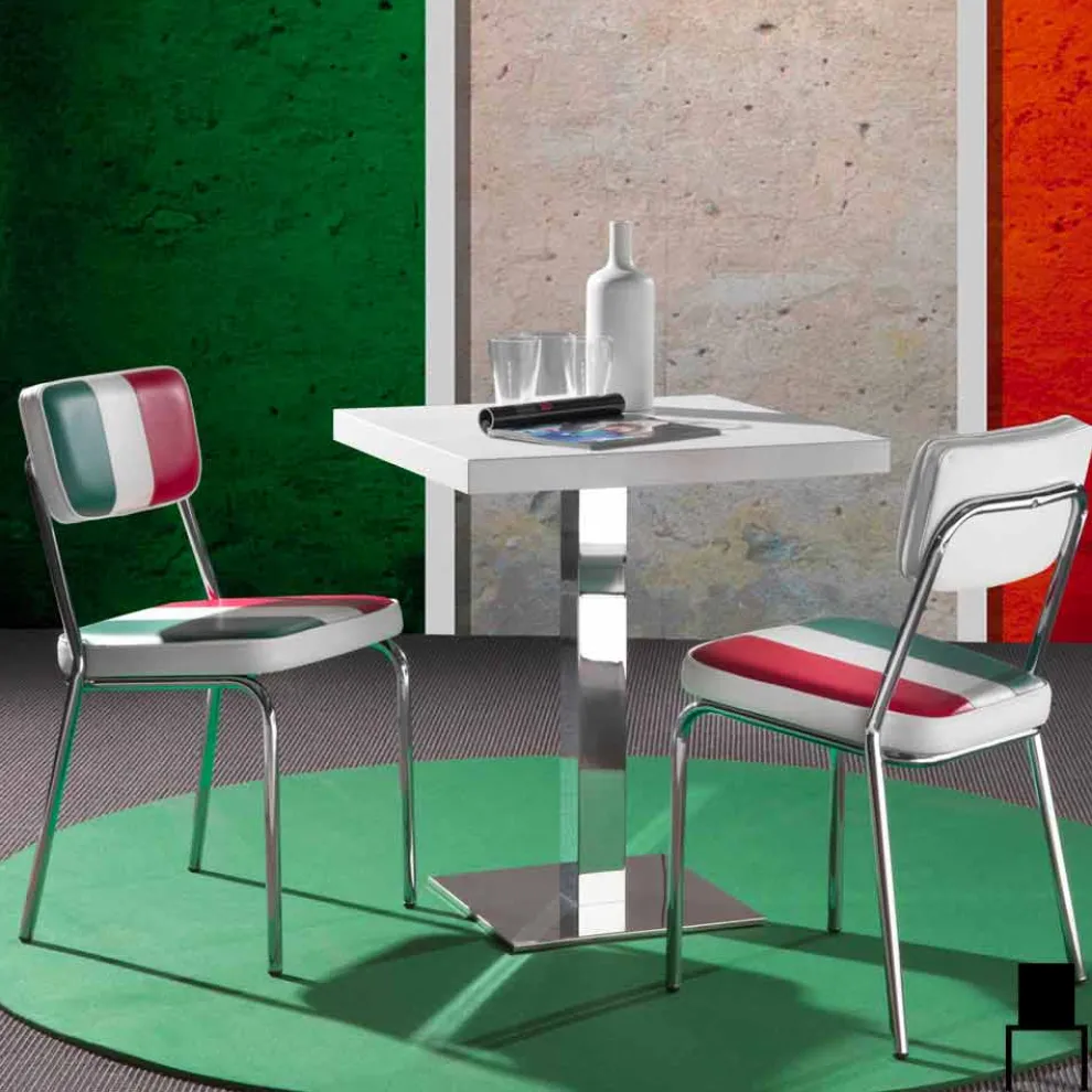 Stuhl aus Kunstleder mit italienischer Flagge in modernem Design Banda