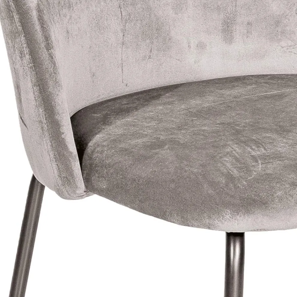 Stuhl aus schwarzem Metall und Sitzfläche aus grauem Samt Made in Italy - Meredith