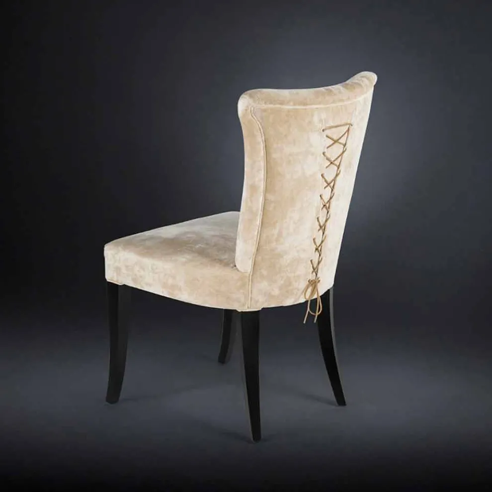 Stuhl im 2er Set im Belle Epoque Stil gepolstert Ecru Dita