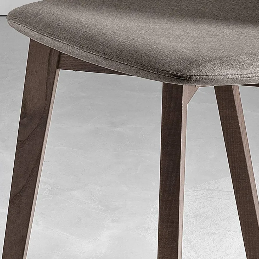 Stuhl mit Monocoque-Stoffsitz und Holzbeinen Made in Italy - Nezoku