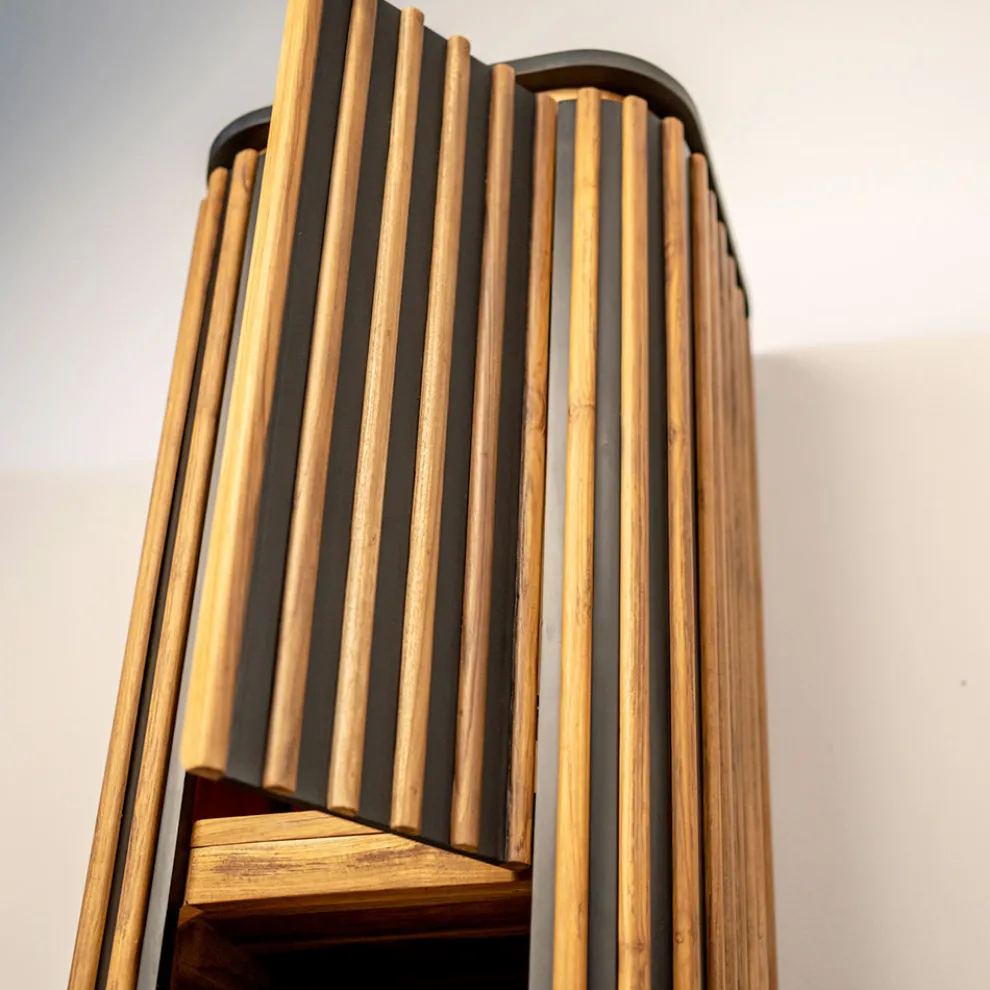 Säulen-Badezimmerschrank aus massivem Teakholz und Mahagoni – Plumeria