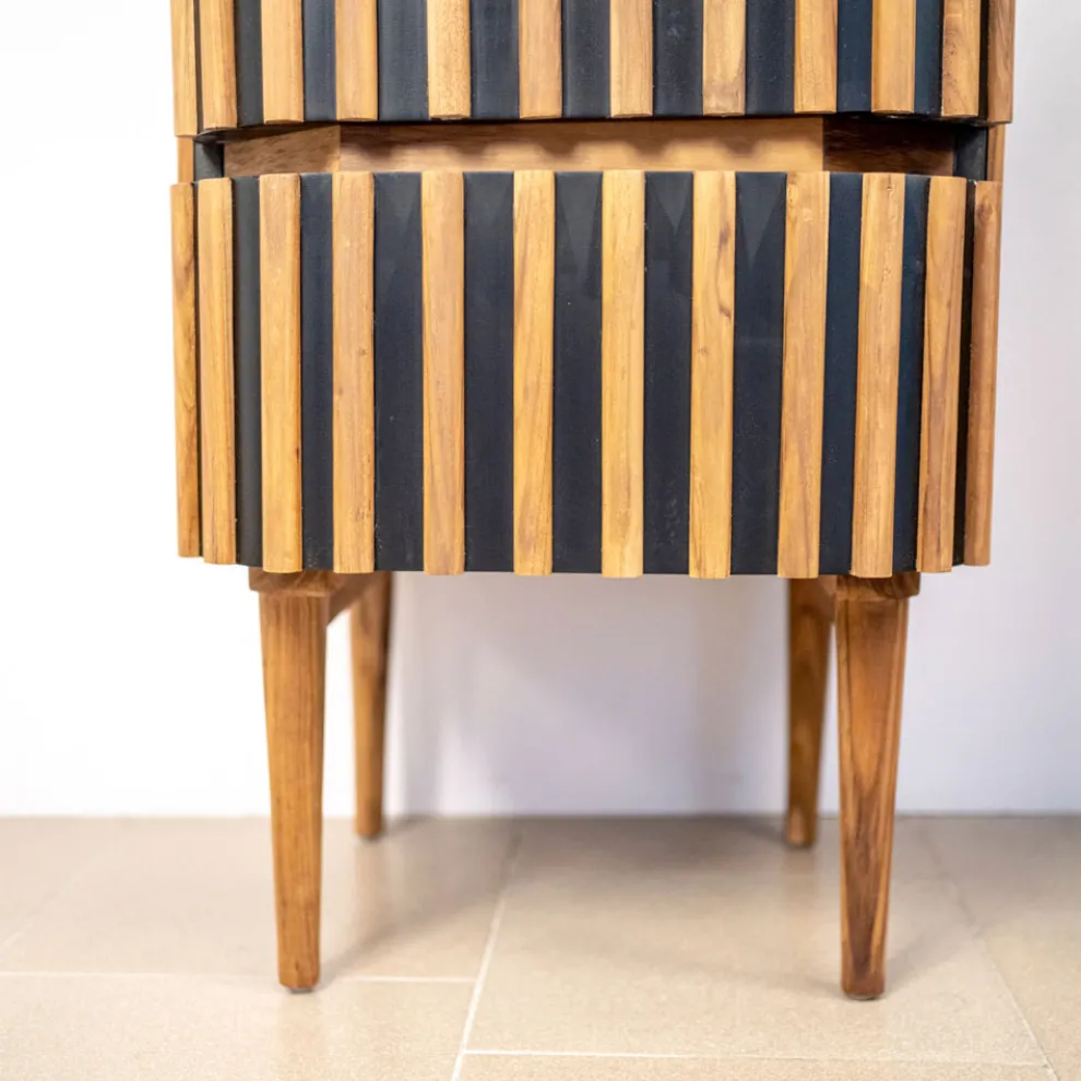 Säulen-Badezimmerschrank aus massivem Teakholz und Mahagoni – Plumeria