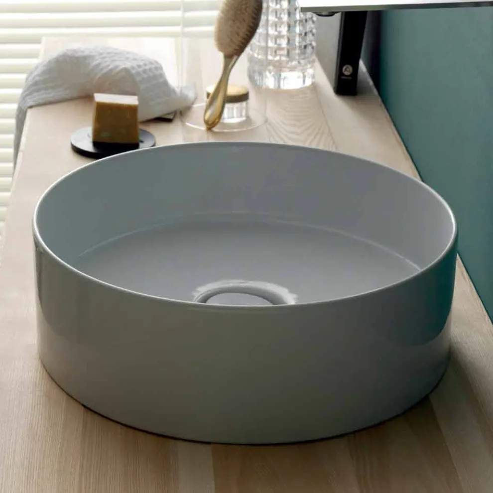 Sun Circle modernes Aufsatzwaschbecken aus Keramik, rund, Durchmesser 40 cm