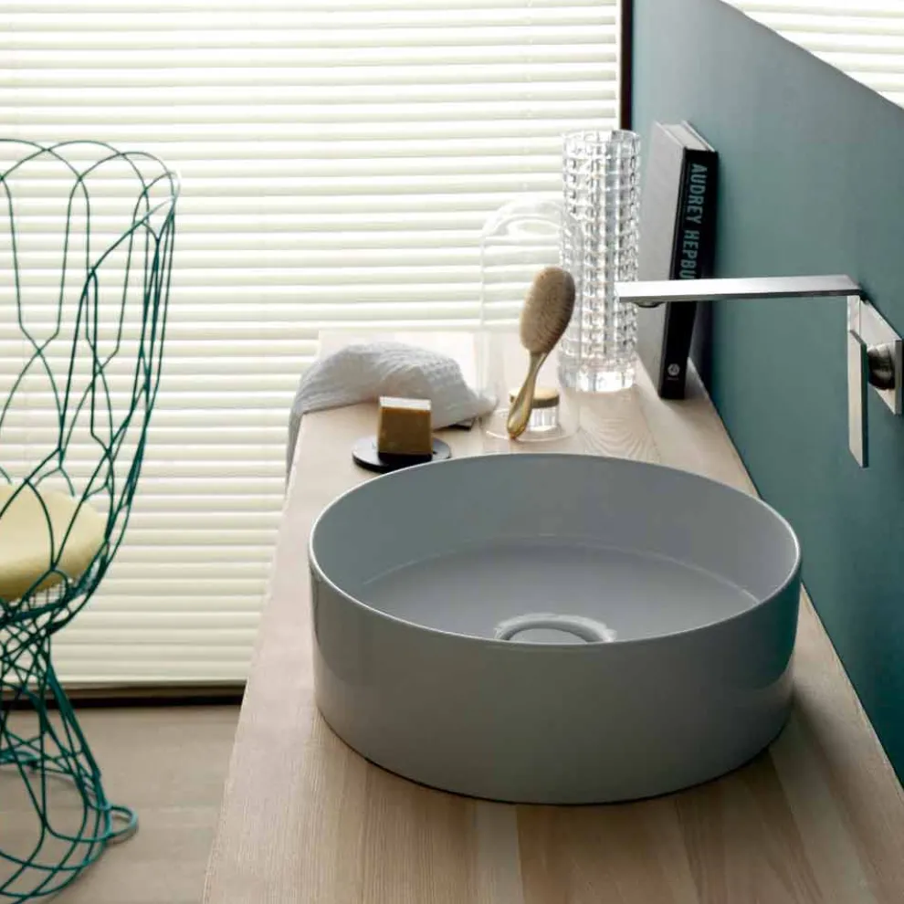 Sun Circle modernes Aufsatzwaschbecken aus Keramik, rund, Durchmesser 40 cm
