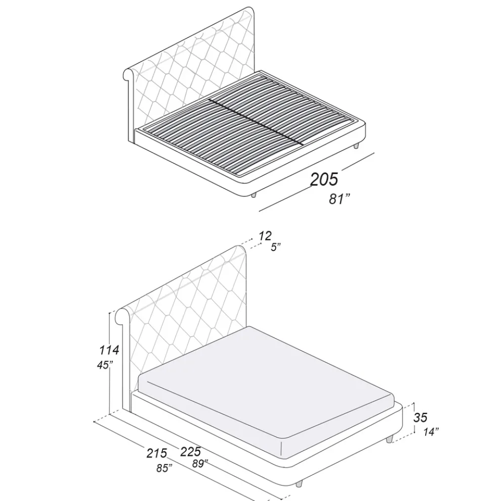 Doppelbett mit Holzstruktur mit Polyurethan überzogen - umgedreht