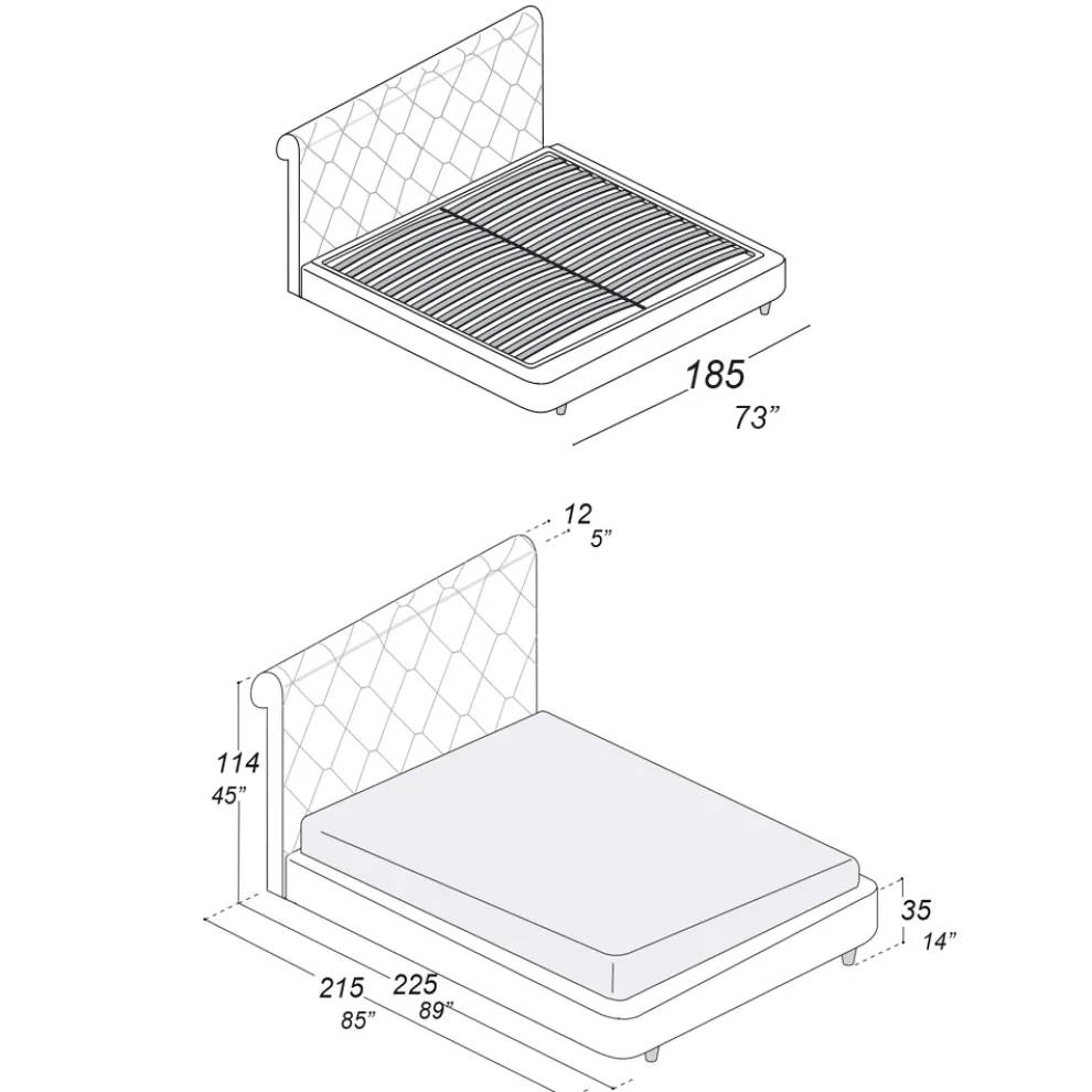 Doppelbett mit Holzstruktur mit Polyurethan überzogen - umgedreht