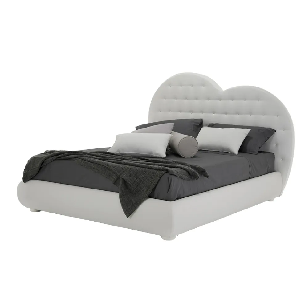 Luxus-Doppelbett mit Box und Swarovski Made in Italy - Herz