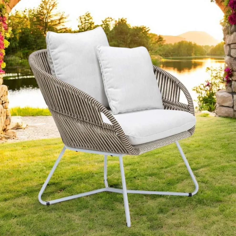 Gartensessel aus Aluminium und Seilgeflecht - Alcor