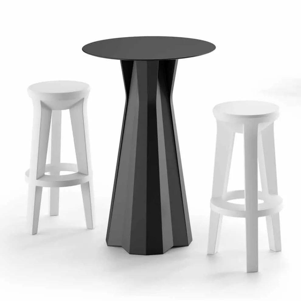Hoch Polyethylentisch mit runder Hpl-Platte Made in Italy - Tinuccia
