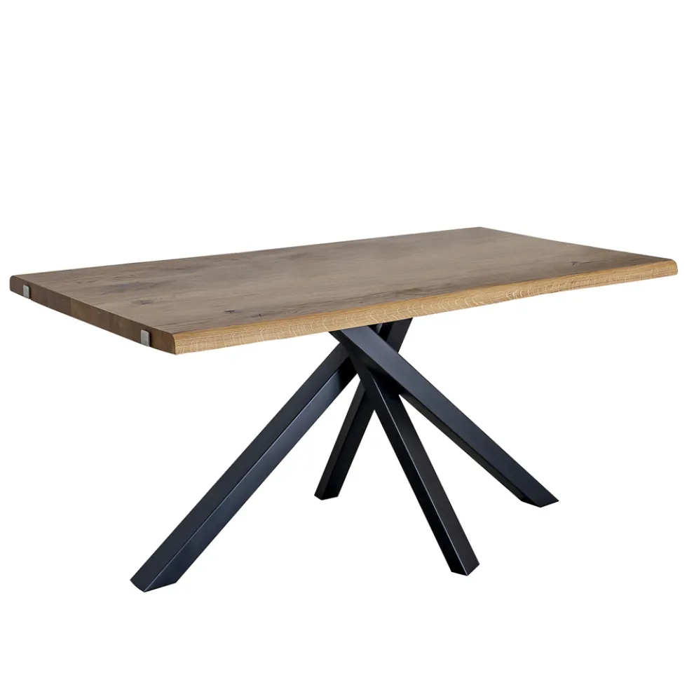 Tisch aus geknoteter Eiche mit Metallgestell Made in Italy - Sebastiano