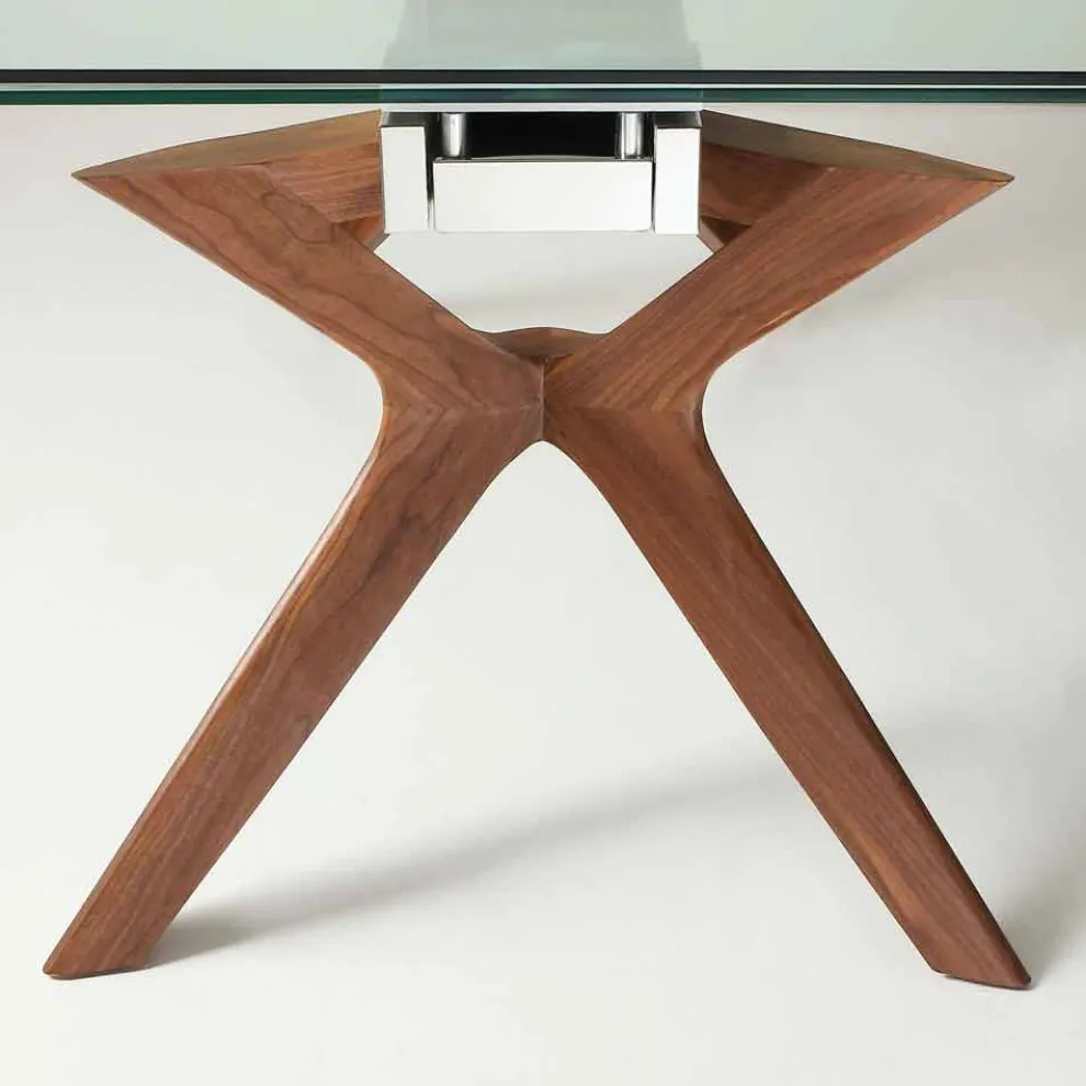 Tisch in modernem Design ausziehbar aus Stahl und Glas Kentucky