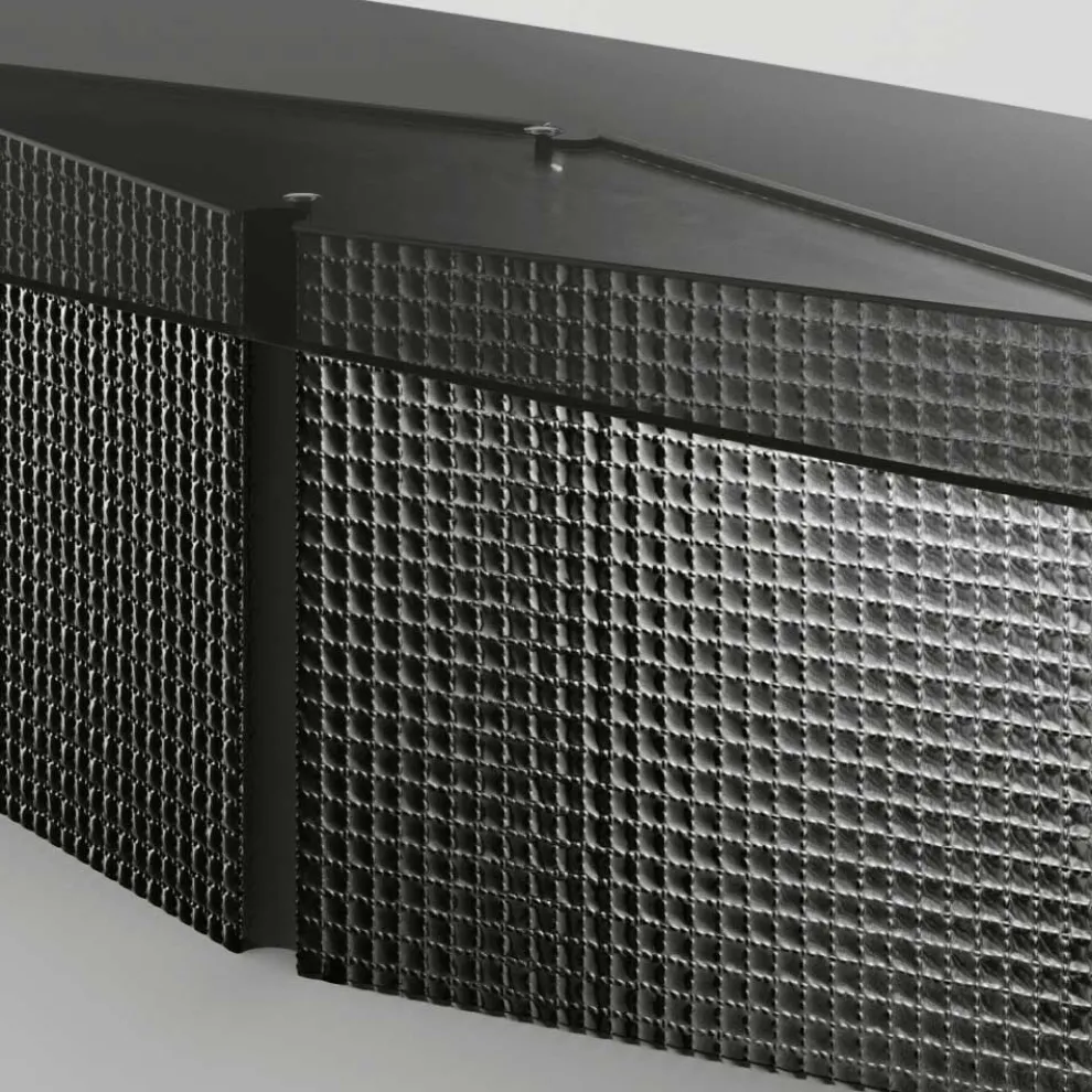 Tisch mit geformter Glasplatte und Untergestell aus geschmolzenem Glas und Metall - Foglietto