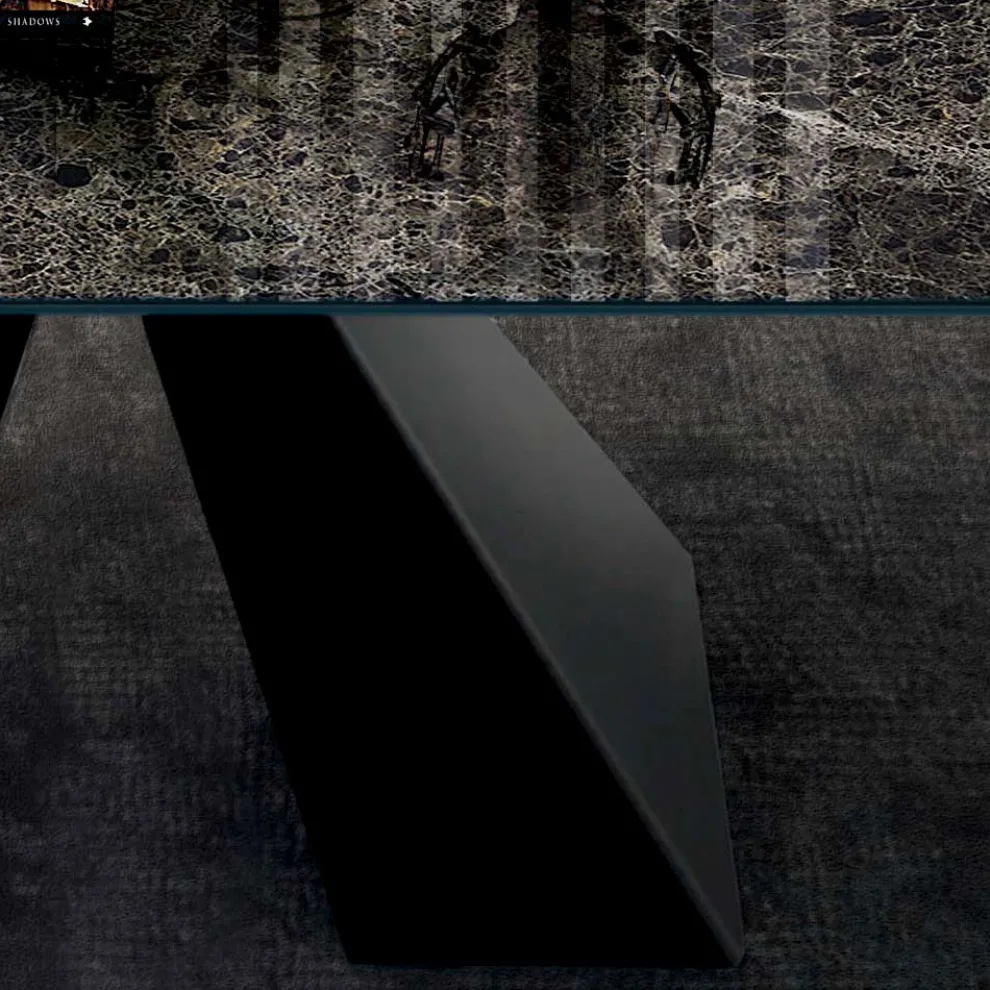 Tisch mit integrierten Verlängerungen aus Keramik und Stahl, hergestellt in Italien – Dalmata