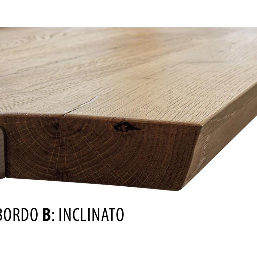 Tisch mit plattierter Platte aus massiver Eiche und Basis aus Kristall Made in Italy - Noelia