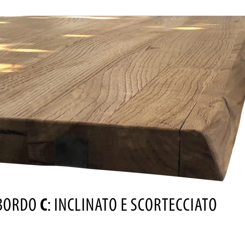 Tisch mit plattierter Platte aus massiver Eiche und Basis aus Kristall Made in Italy - Noelia