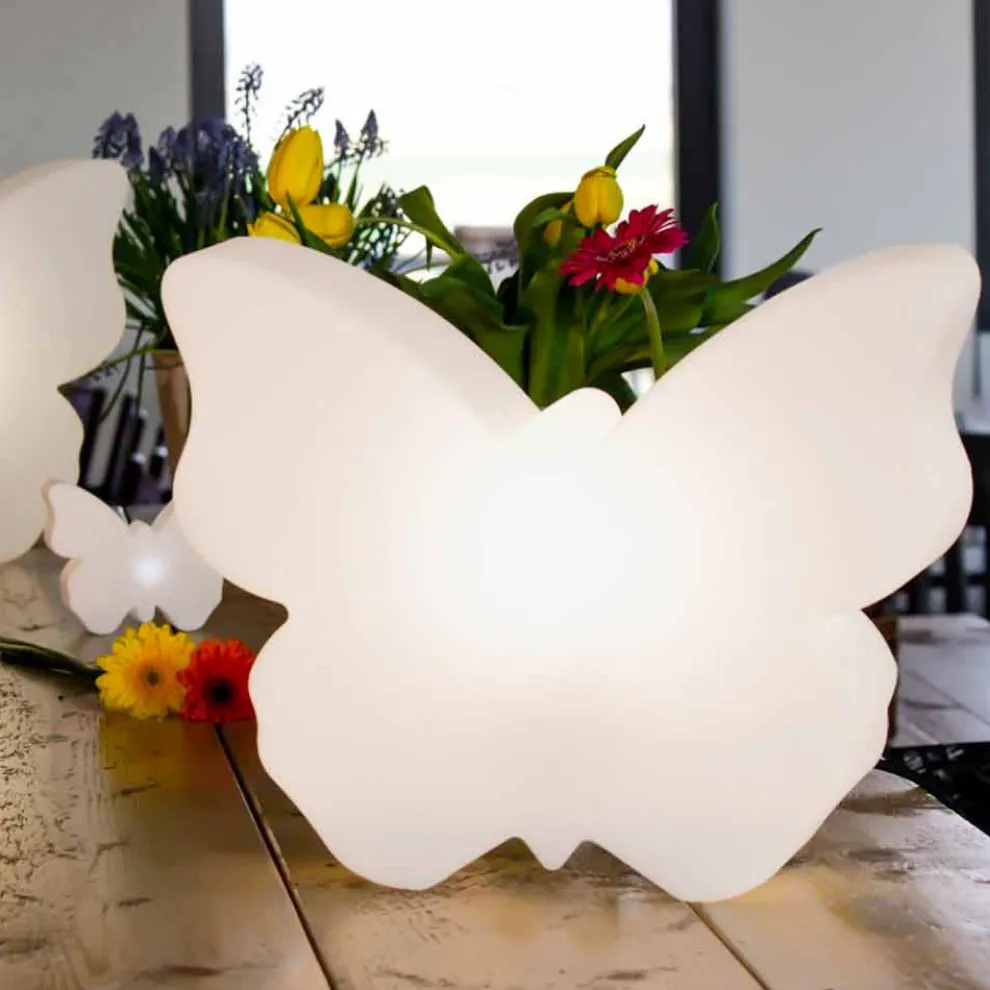 Tisch- oder Stehlampe für drinnen oder draußen, weißer Schmetterling - Farfallastar