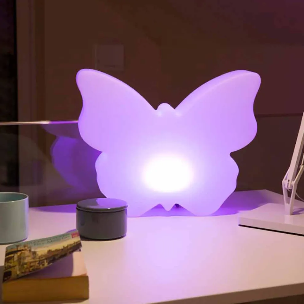 Tisch- oder Stehlampe für drinnen oder draußen, weißer Schmetterling - Farfallastar