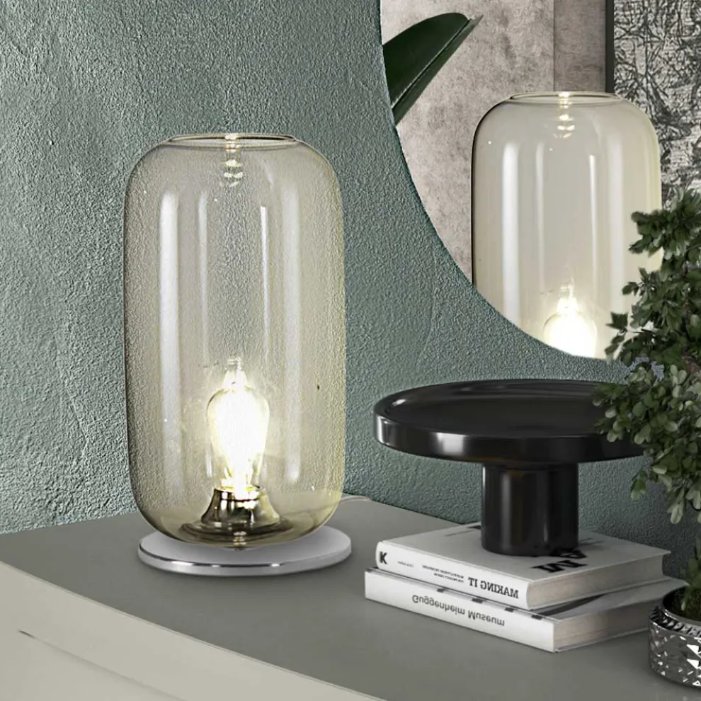 Tischlampe aus mundgeblasenem Glas in Venedig 16 22 cm - Bambus