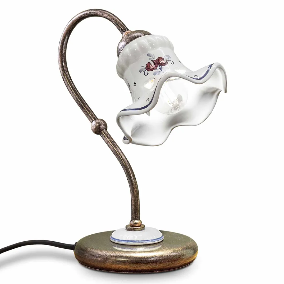 Tischlampe Eisen Keramik handbemalt Vintage Artisan - Chieti