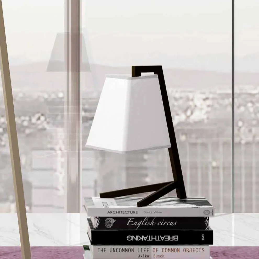 Tischlampe mit Struktur aus Metall und Stoff Made in Italy - Barton