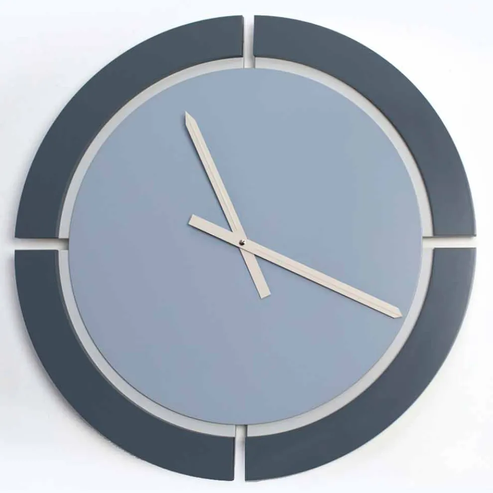 Moderne runde Wanduhr in Weißblau Avio - Savio