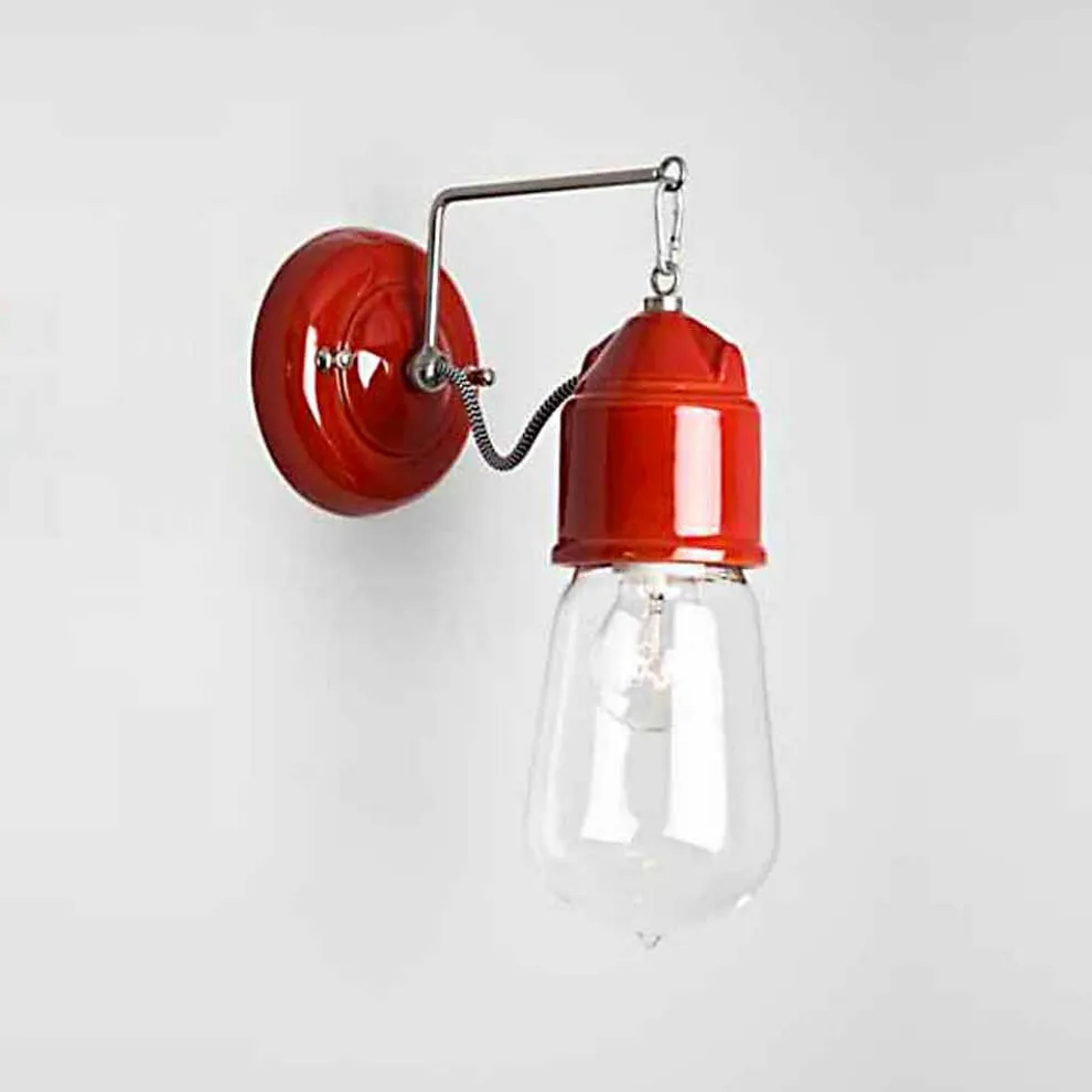 Toscot Novecento Wandlampe gerade mit Glas, hergestellt in Toscana