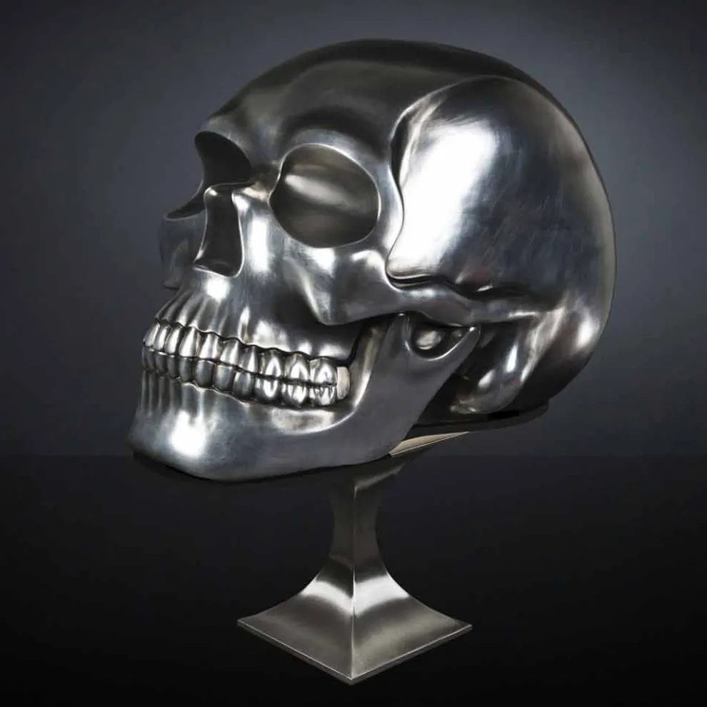 Totenkopf-Statue aus Silberkeramik Made in Italy - Skull