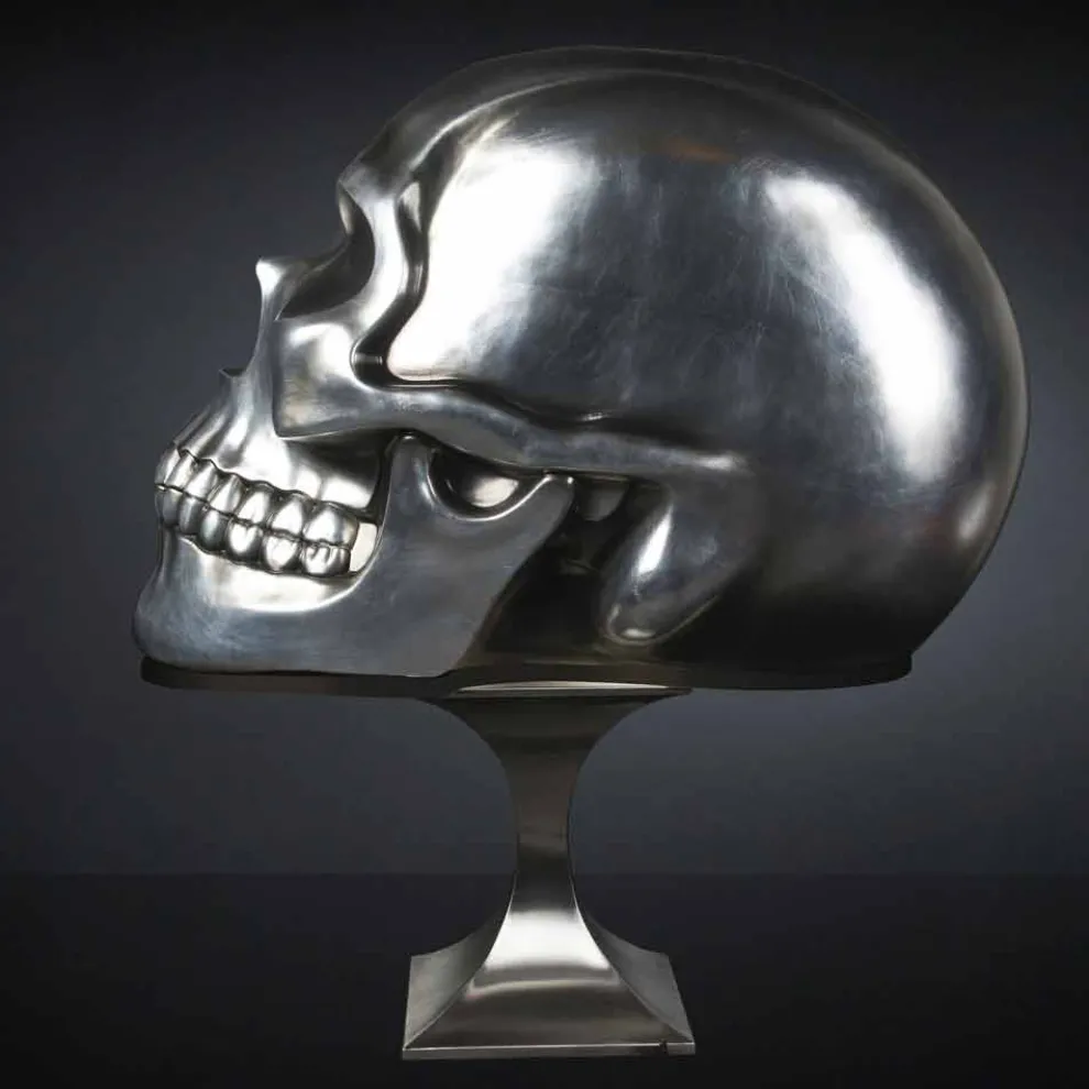 Totenkopf-Statue aus Silberkeramik Made in Italy - Skull