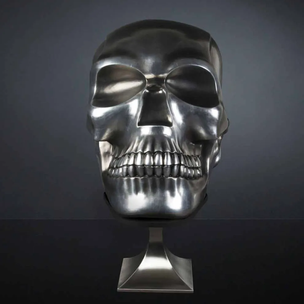 Totenkopf-Statue aus Silberkeramik Made in Italy - Skull