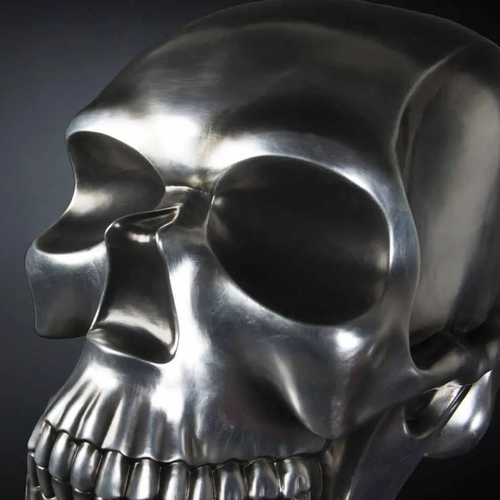 Totenkopf-Statue aus Silberkeramik Made in Italy - Skull