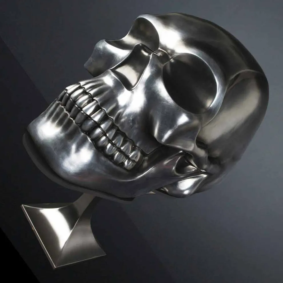 Totenkopf-Statue aus Silberkeramik Made in Italy - Skull
