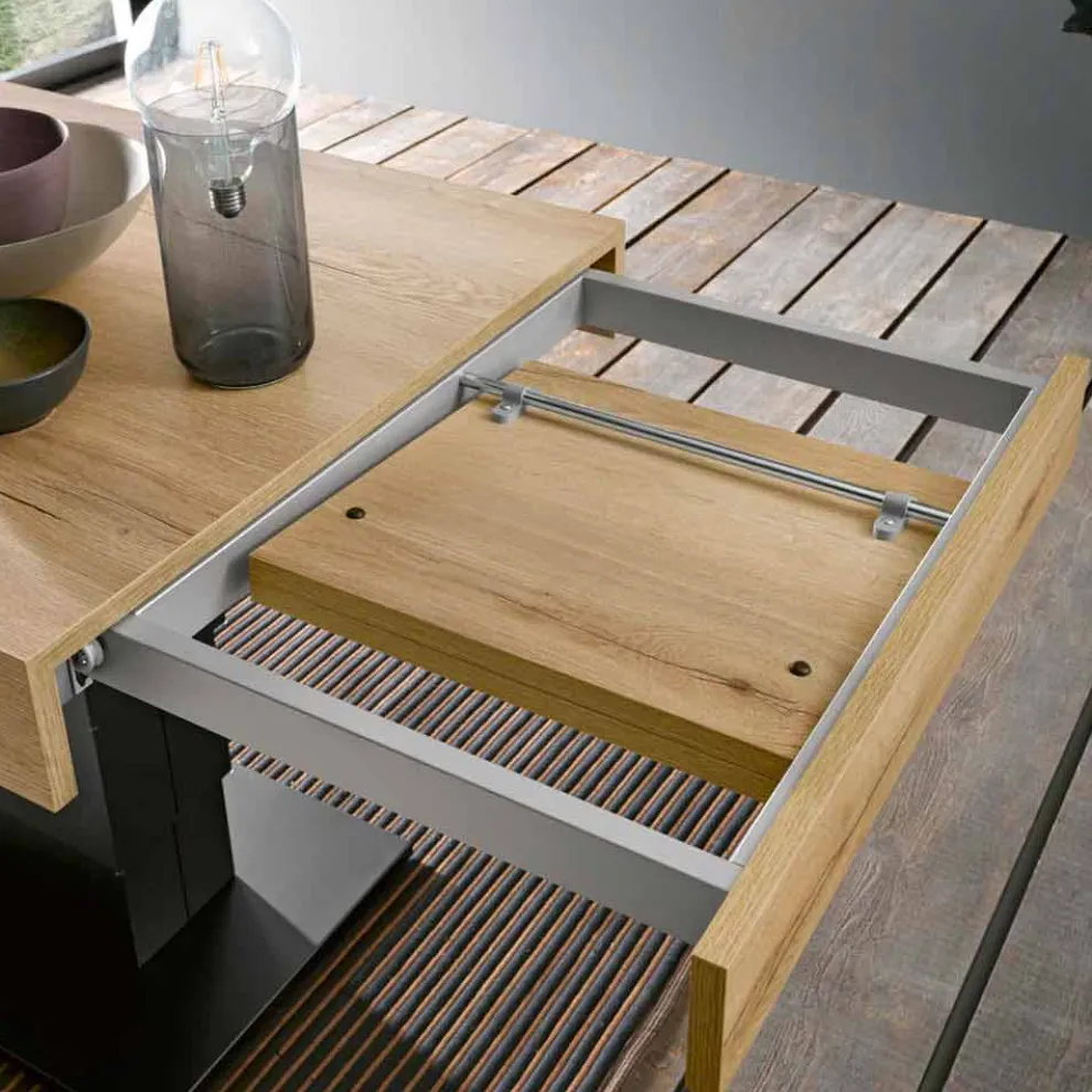 Transformator Tisch aus Holz und Stahl Made in Italy - Demetro