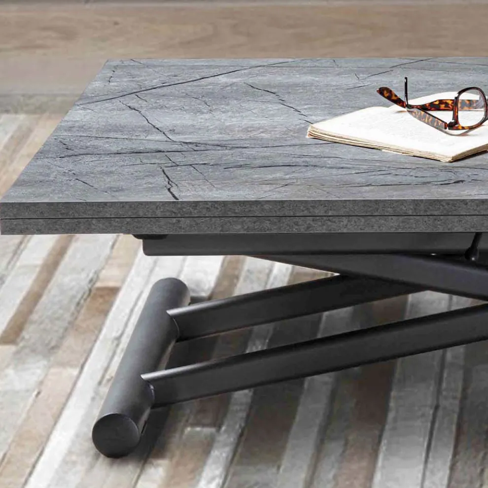 Transformierbarer Couchtisch aus Metall mit Melaminplatte - Sandero