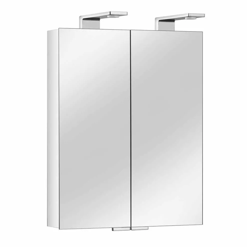 2-türiger Spiegel mit silbernem Aluminiumbehälter und Chromdetails - Maxi