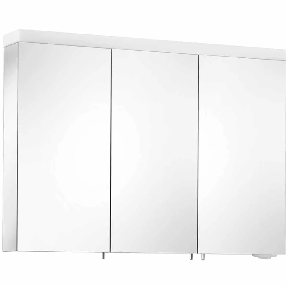 3-türiger Wandspeicherspiegel aus silber lackiertem Aluminium - Alfio