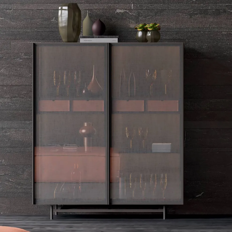 2-türiges Sideboard aus ökologischem Holz und hochwertigem Metall Made in Italy - Aaron