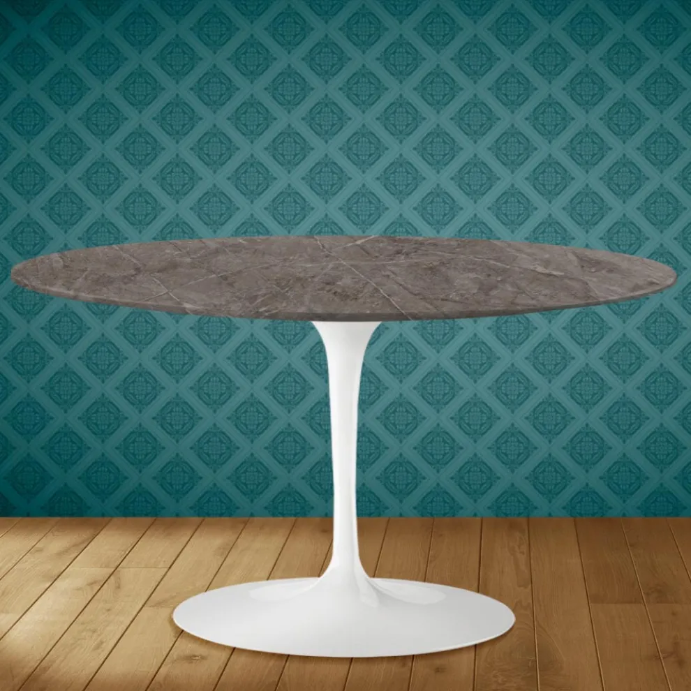 Tulip Eero Saarinen H 41 Ovaler Couchtisch aus Kira-Keramik, hergestellt in Italien – Scarlet