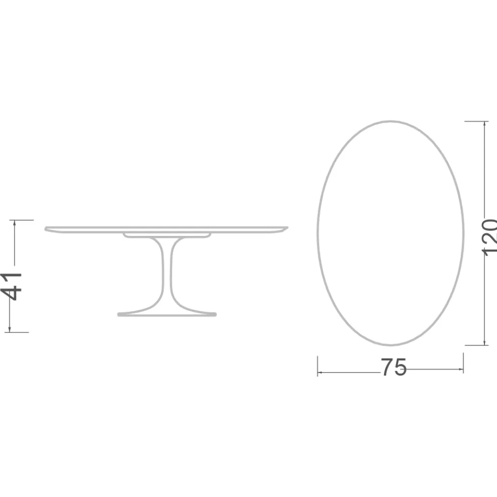 Tulip Eero Saarinen H 41 Ovaler Couchtisch aus Kira-Keramik, hergestellt in Italien – Scarlet