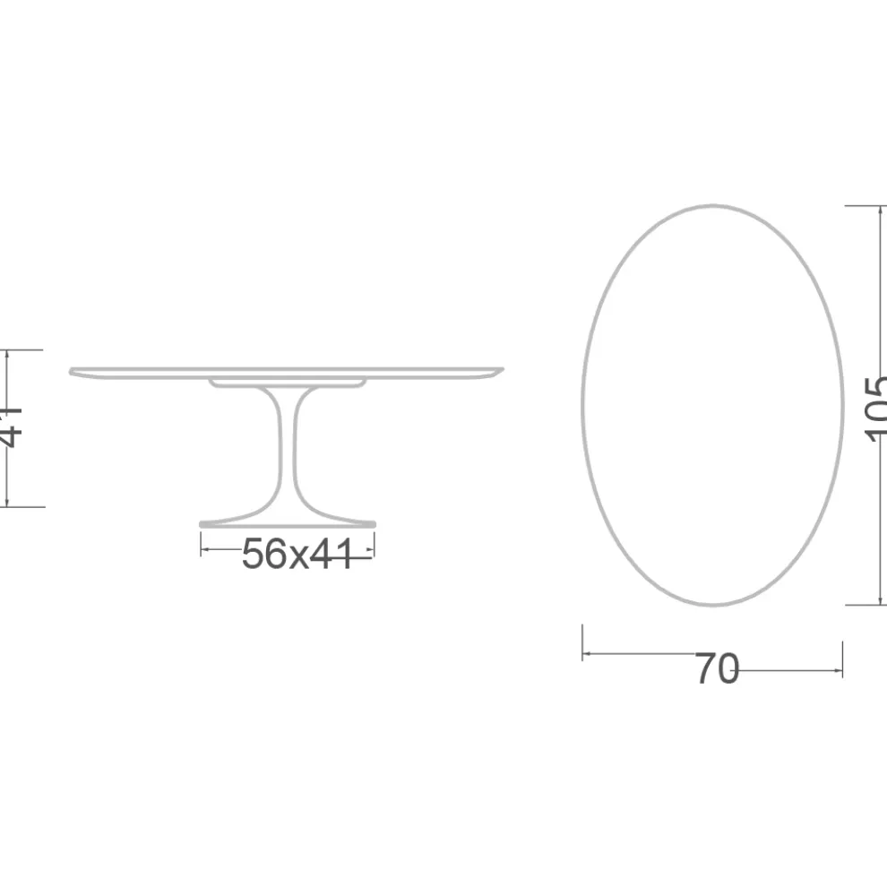 Tulip Eero Saarinen H 41 Ovaler Couchtisch mit weißer Flüssiglaminatplatte – Scarlet