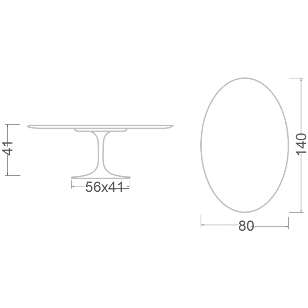 Tulip Eero Saarinen H 41 Ovaler Couchtisch mit weißer Flüssiglaminatplatte – Scarlet