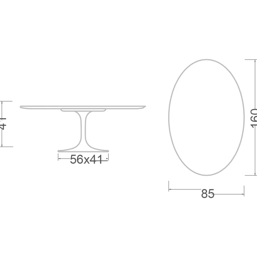 Tulip Eero Saarinen H 41 Ovaler Couchtisch mit weißer Flüssiglaminatplatte – Scarlet