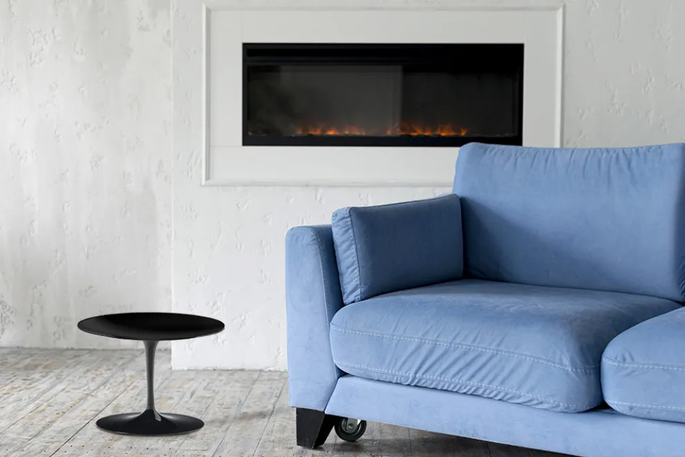 Tulip Eero Saarinen Couchtisch mit schwarzer Flüssiglaminatplatte, H 39, hergestellt in Italien – Scarlet
