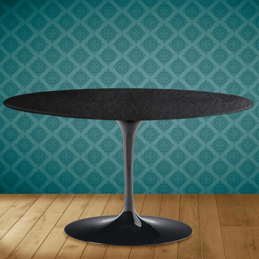 Tulip Eero Saarinen H 41 Ovaler Couchtisch aus Sirius-Keramik, hergestellt in Italien – Scarlet