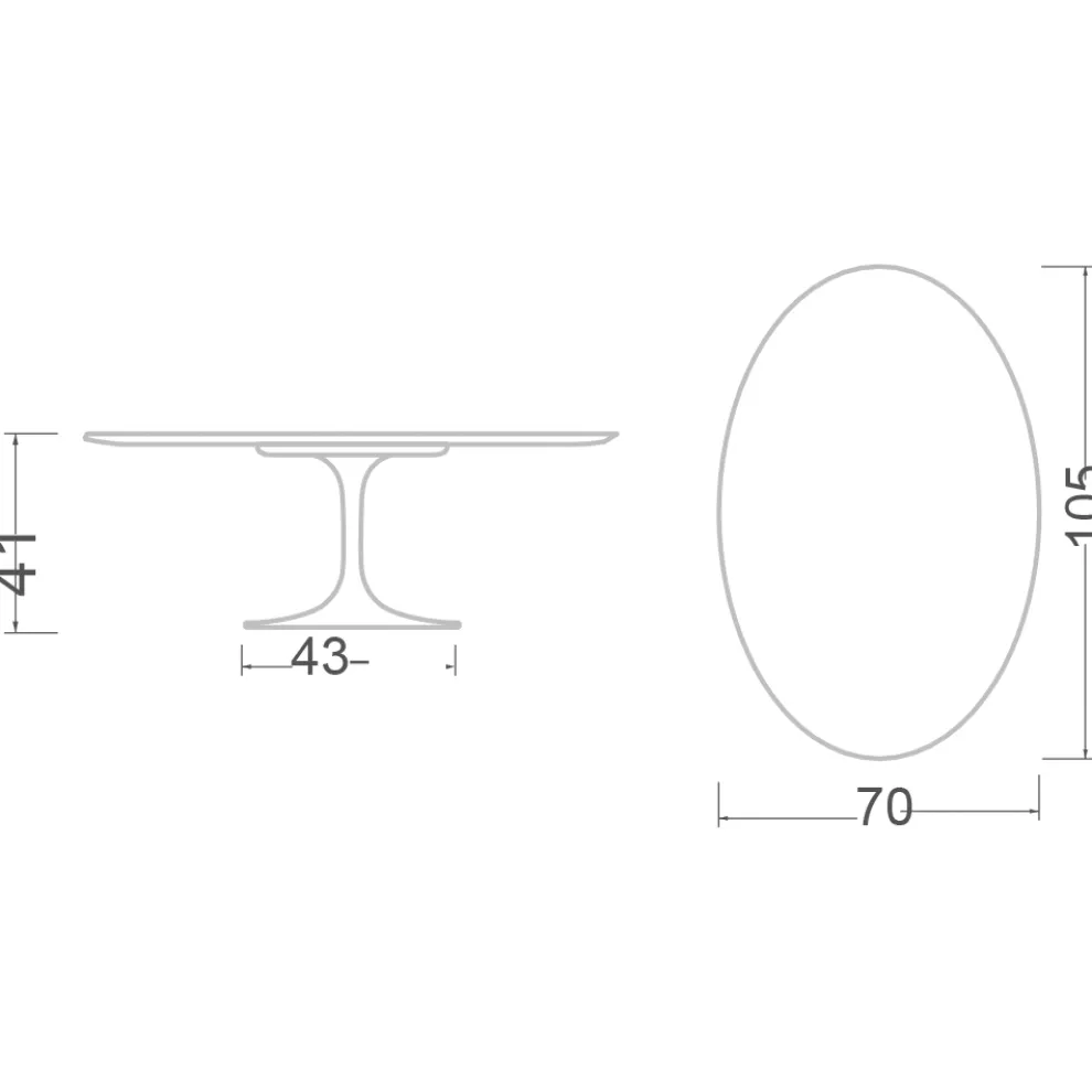 Tulip Eero Saarinen H 41 Ovaler Couchtisch aus Diamantcreme-Keramik, hergestellt in Italien – Scarlet