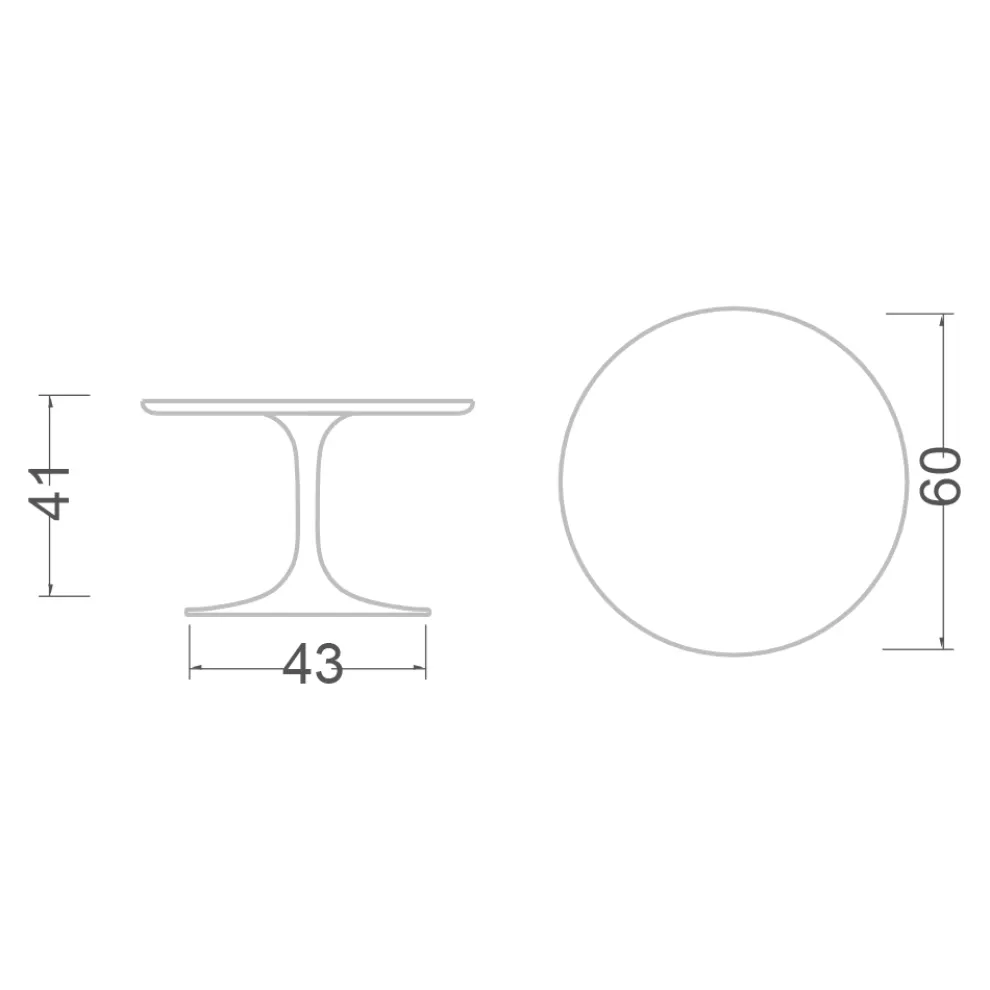 Tulip Eero Saarinen H 41 Couchtisch aus unsichtbarer, ausgewählter Keramik, hergestellt in Italien – Scarlet