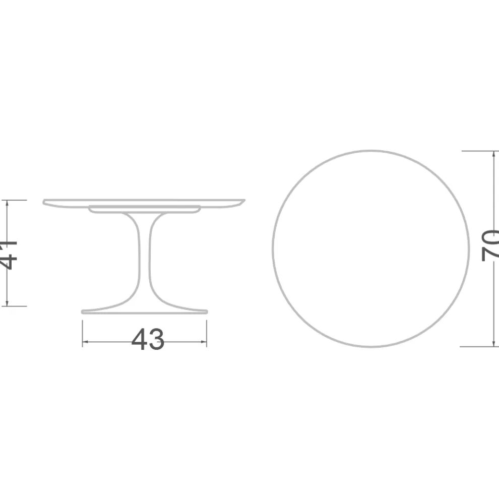 Tulip Eero Saarinen H 41 Couchtisch aus unsichtbarer, ausgewählter Keramik, hergestellt in Italien – Scarlet