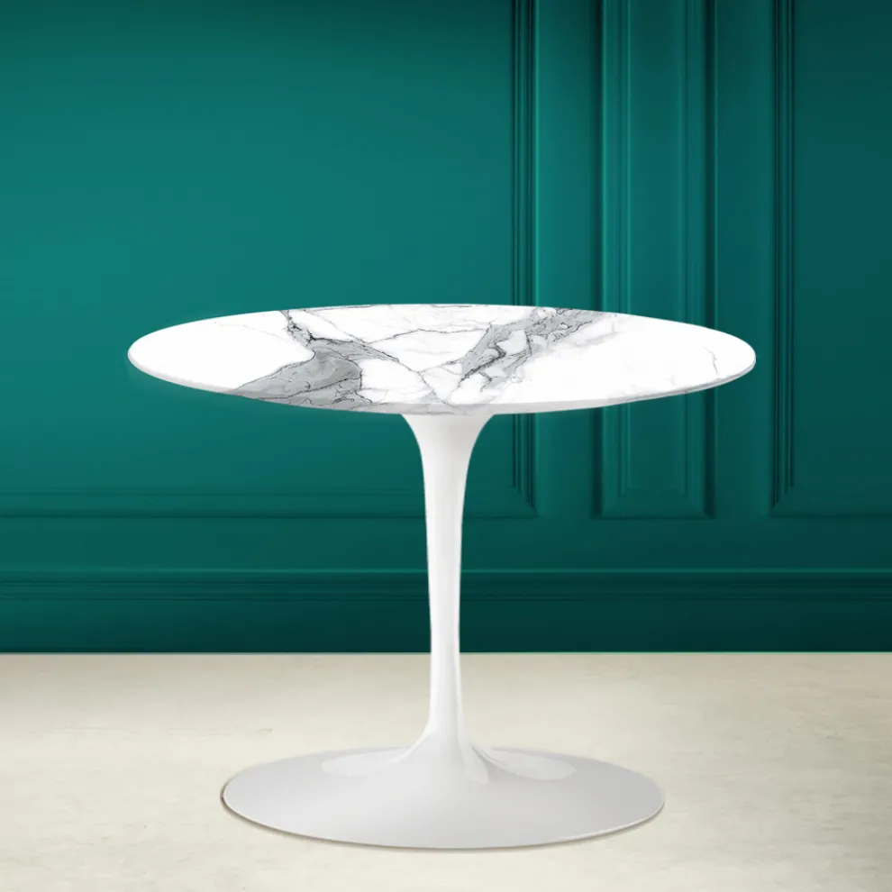 Tulip Eero Saarinen H 41 Couchtisch aus Keramikstatuen Altissimo, hergestellt in Italien – Scarlet